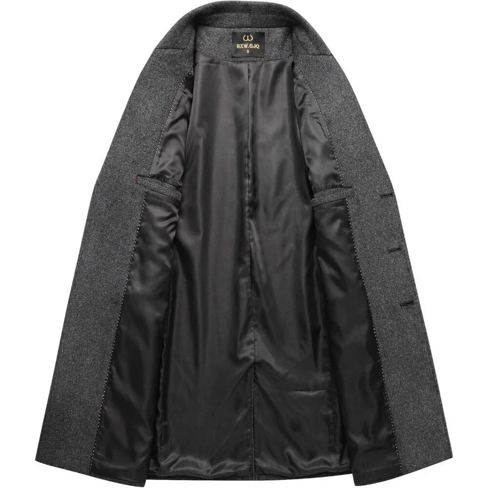 Men's Grey Premium Wool Blend Double Breasted Imported Long Pea Coat